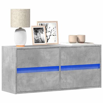 vidaXL TV nástenná skrinka s LED svetlami betónovo sivá 100x31x45 cm