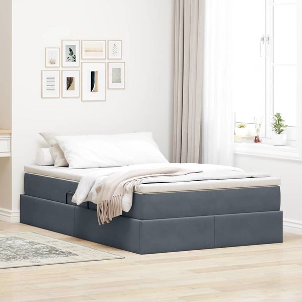 vidaXL Postel s úložným prostorem a matrací Tmavo šedá 120 x 200 cm