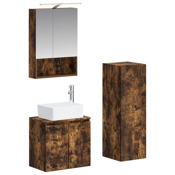 vidaXL Sada kúpeľňového nábytku 4 pcs Dymový dub