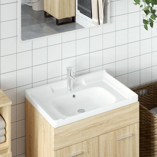vidaXL Kúpeľňové umývadlo biele 61x48x23 cm obdĺžnikové keramické