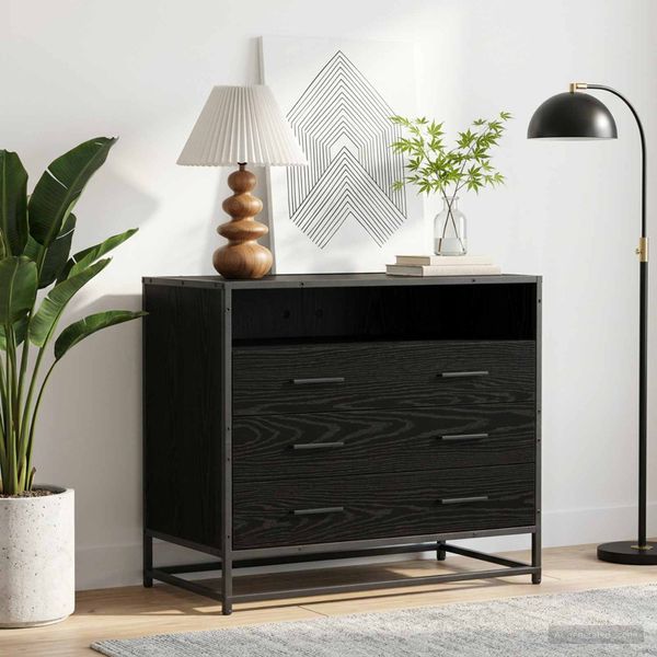 vidaXL Zásuvkový kabinet 3-Šuplík Čierny dub 70 x 41 x 70 cm