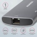 AXAGON HMC-6M2, USB 3.2 Gen 1 hub, 2x USB-A, HDMI, RJ-45 GLAN, SATA M.2, PD 100W, kábel USB-C 18 cm Dokovacia stanica, USB typ C, kompatibilný s Thunderbolt 3, 1x HDMI, 2x USB 3.0, 1x USB typ C, RJ-45, SATA M.2 slot, Power Deliver