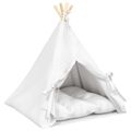 vidaXL Psí teepee s vankúšom Biela 60 x 60 x 70 cm Polyester