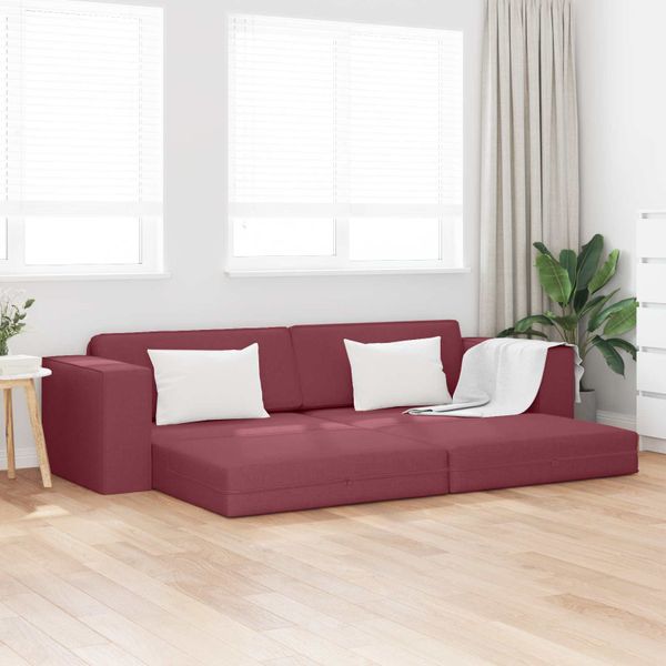 vidaXL Rozkladacia posteľ Víno červené 245 x 78 x 77 cm látka