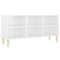 vidaXL TV stolík nohy z masívneho dreva lesklý biely 103,5x30x50 cm