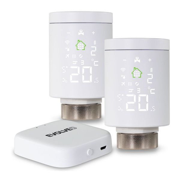 EVOLVEO Heat M30 Starter Pack, 2× múdra termostatická hlavica na radiátor & centrálna jednotka