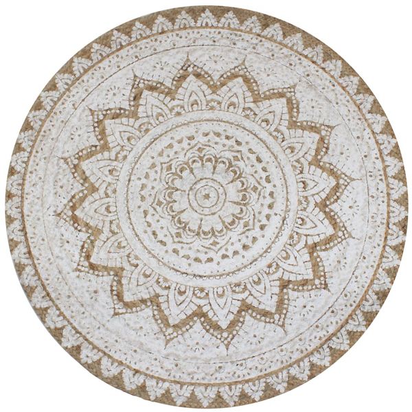 vidaXL Pletený koberček z juty, 90 cm, okrúhly