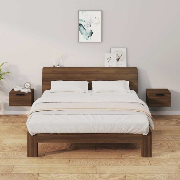 vidaXL Nástenné nočné stolíky 2 ks hnedý dub 34x30x20 cm