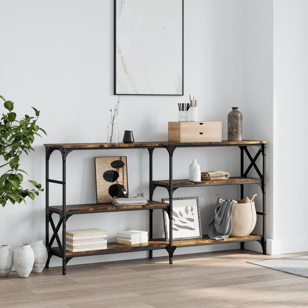 vidaXL Konzolový stolík dymový dub 150x29x76,5 cm kompozitné drevo