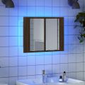 vidaXL LED zrkadlová skrinka hnedý dub 60x12x45 cm spracované drevo