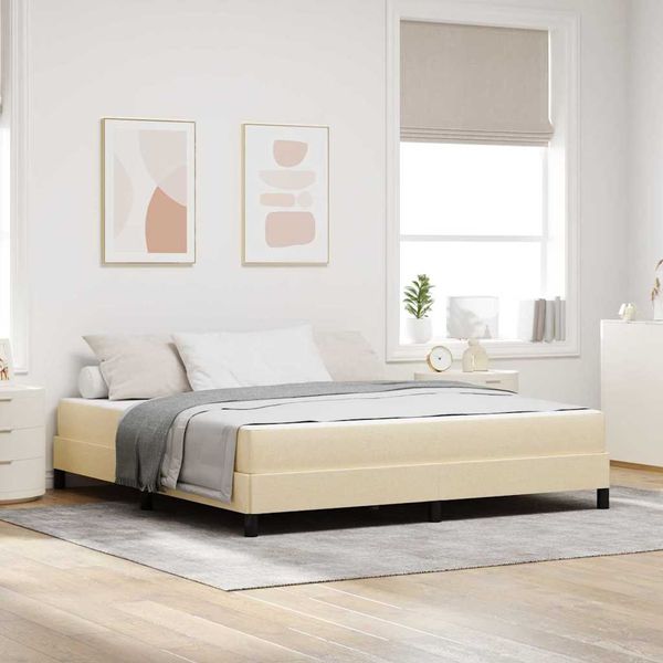 vidaXL Posteľ s pružinovým rámom Krémová 180 x 200 cm látka