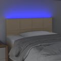 vidaXL Čelo postele s LED krémové 100x5x78/88 cm látka