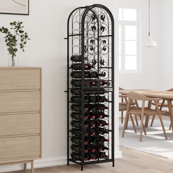 vidaXL Stojan na víno na 73 fliaš čierny 45x36x200 cm kované železo