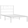 vidaXL Kovový rám postele s čelom biely 90x200 cm