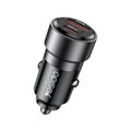 Autonabíjačka YESIDO Y54 60W QC3.0 USB-A+C + KÁBEL TYPE-C/LIGHTNING 60W čierna