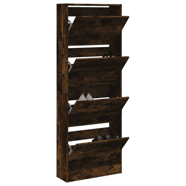 vidaXL Botník dymový dub 60x21x163,5 cm spracované drevo