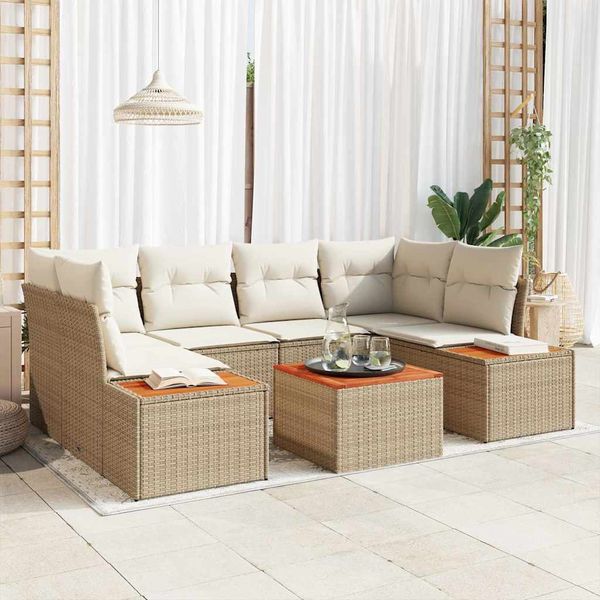 vidaXL Súprava záhradných pohoviek 6 ks Béžová Poly ratan