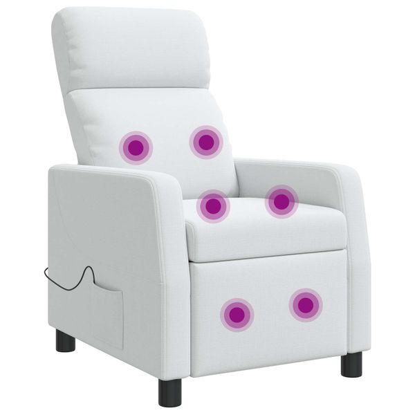 vidaXL Masážne relaxačné kreslo Biela Látka