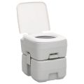 vidaXL Prenosné kempingové WC šedo-biele 20+10 l HDPE