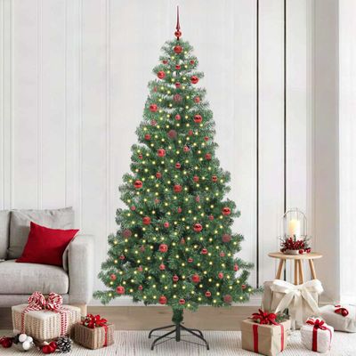 vidaXL Vianočný stromček s 300 LED-i so stojanom Zelená 240 cm PVC