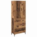 vidaXL Highboard Staré drevo 69,5 x 34 x 180 cm Kompozitné drevo