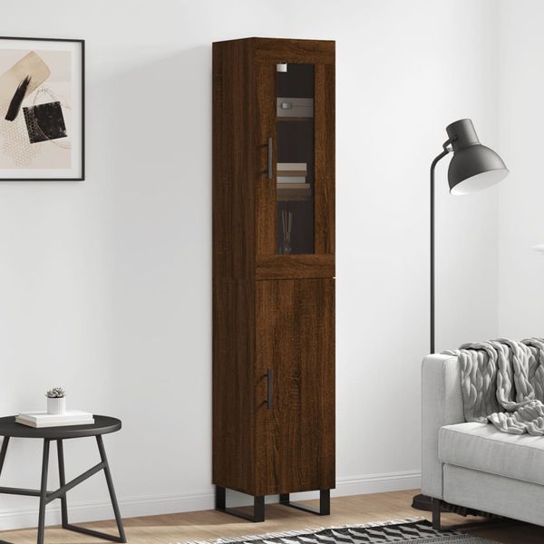 vidaXL Vysoká skrinka hnedý dub 34,5x34x180 cm spracované drevo