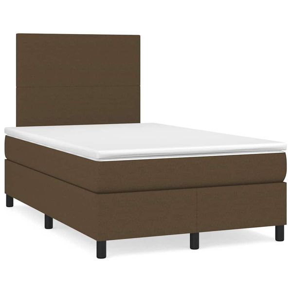 vidaXL Boxspring posteľ s matracom a LED tmavohnedá 120x190 cm látka