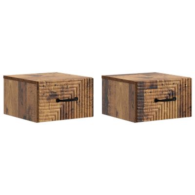 vidaXL Nástenná nočná skrinka 2 pcs Staré drevo 34,5 x 33 x 20 cm