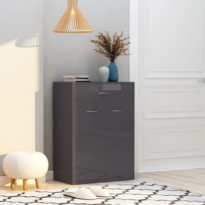 vidaXL Skrinka na topánky, lesklá sivá 60x35x84 cm, kompozitné drevo
