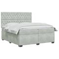 vidaXL Posteľ boxspring s matracom Svetlosivá 200 x 200 cm Zamat