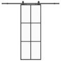 vidaXL Posuvné dvere s kovaním čierne 76x205 cm ESG sklo