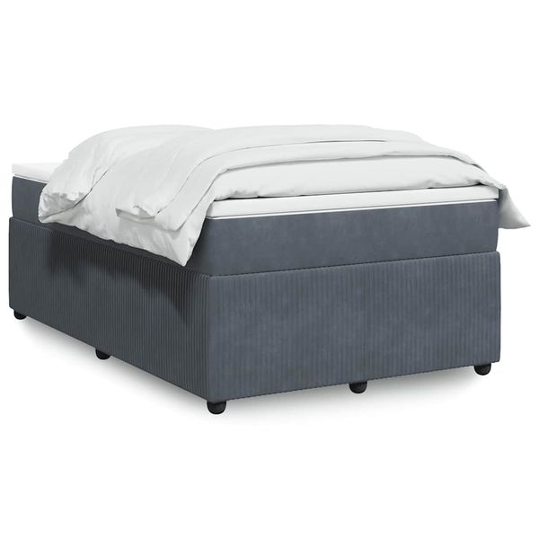 vidaXL Posteľný rám boxspring s matracom tmavosivý 90x190 cm zamat