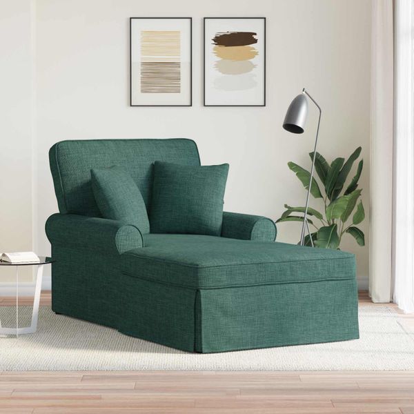 vidaXL Pufa s sukňou s vankúšom s vankúšom 3 pcs Tmavozelená látka