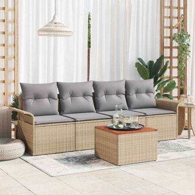 vidaXL Súprava záhradných pohoviek 5 pcs Beige a svetlo šedá polyratan