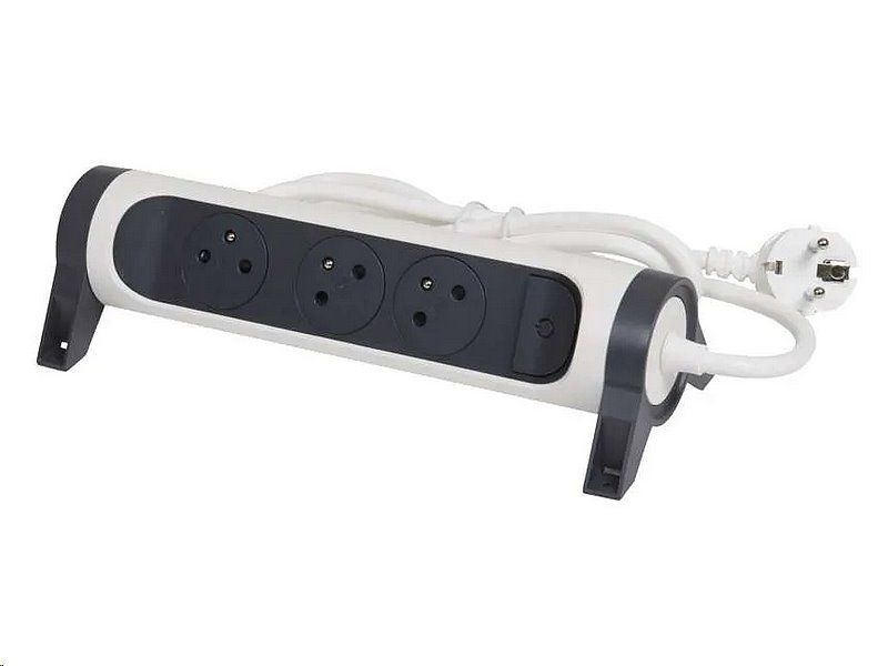 Prodlužovací kabel Legrand L049458 / 3 m / 3 zásuvky / s vypínačom / biela-čierna / PVC / 1,5 mm2