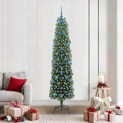 vidaXL Umelý vianočný stromček Zelená 210 cm PVC, oceľ a plast