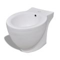 Stojaca toaleta a bidet, biela, keramika