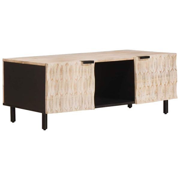 vidaXL Konferenčný stolík Biela 100 x 54 x 40 cm Masívne mango drevo