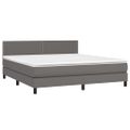 vidaXL Boxspring posteľ s matracom a LED sivá 160x200 cm umelá koža