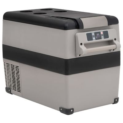 vidaXL Chladiaci box s rukoväťou čierno-sivý 55 l PP a PE