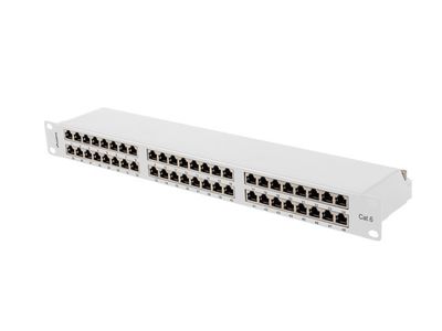 Patch panel 48 portov 1U 19'' CAT.6 ftp tienený šedý lanberg