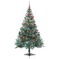 vidaXL Umelý vianočný stromček s 150 LED-i Zelená 150 cm PVC a oceľ