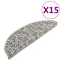vidaXL Kobercové nášľapy na schody 15 ks sivé 56x17x3 cm