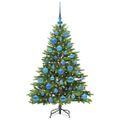 vidaXL Umelý vianočný stromček s 150 LED-i Zelená 120 cm PE a PVC