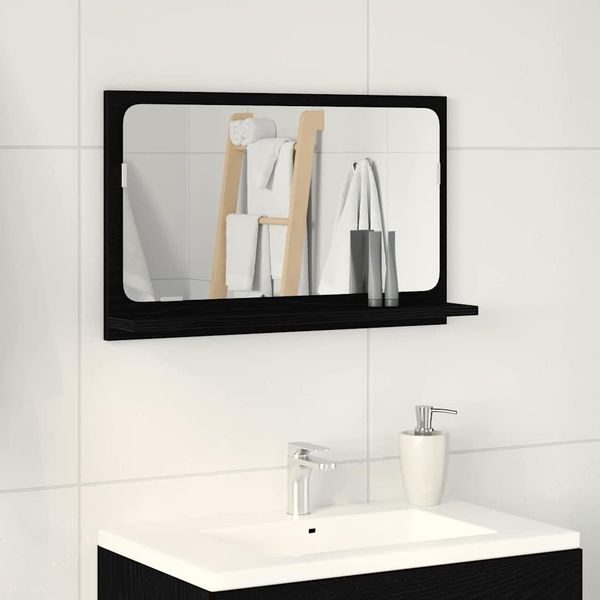 vidaXL Zrkadlová polica Čierny dub 60 x 10,5 x 37 cm Kompozitné drevo