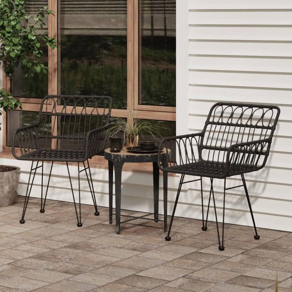 vidaXL Záhradné stoličky 2 ks s opierkami čierne 56x64x80 cm PE Rattan