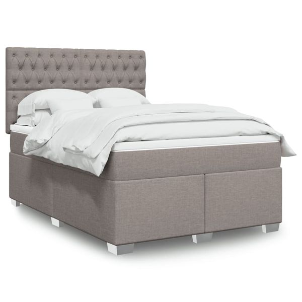vidaXL Posteľný rám boxspring s matracom sivohned 140x200 cm látka