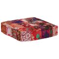 vidaXL Patchwork taburetka červená 50x50x12 cm bavlnená štvorcová ručne vyrobená