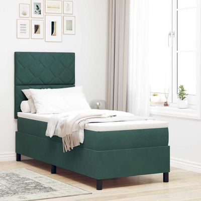 vidaXL Posteľ s pružinovým rámom Tmavozelená 80 x 200 cm Zamat