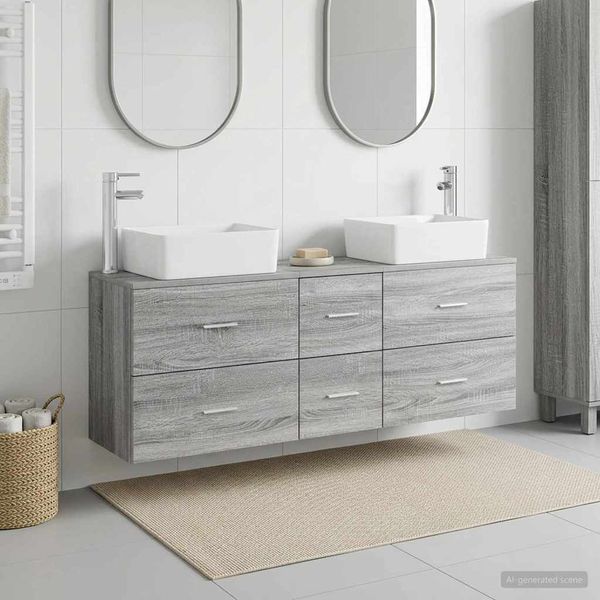 vidaXL Set kabinetov do kúpeľne 3 ks Sivý Sonoma 53 x 34,5 x 63 cm